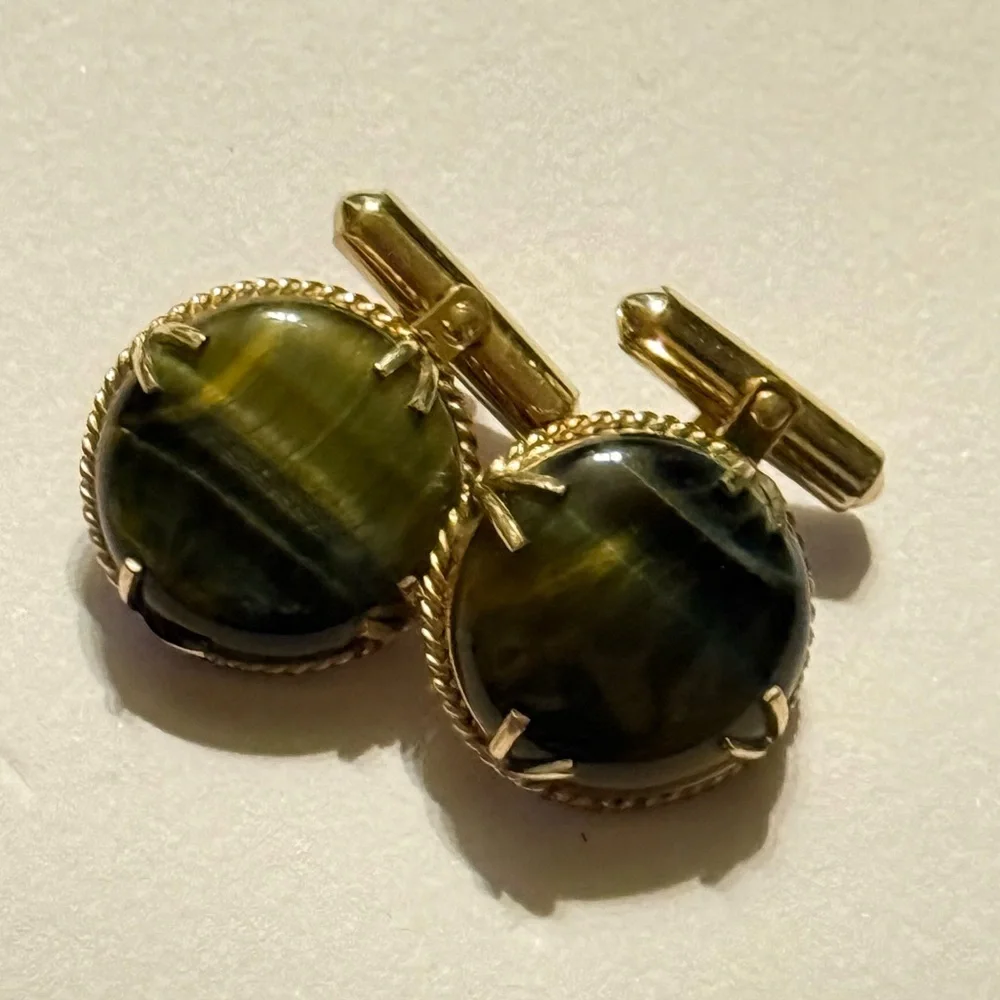Vintage Destino 1/20 12K GF Marble dark Green Cufflinks
